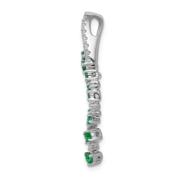 Necklaces 14k White Gold Fancy Diamond and Emerald Chain Slide TreasureFineJewelers