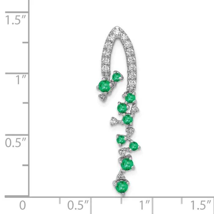 Necklaces 14k White Gold Fancy Diamond and Emerald Chain Slide TreasureFineJewelers
