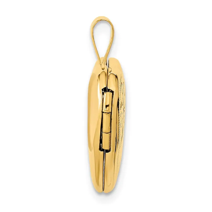 Necklaces 14k Yellow Gold 16mm Leaf and Scroll Heart Locket TreasureFineJewelers