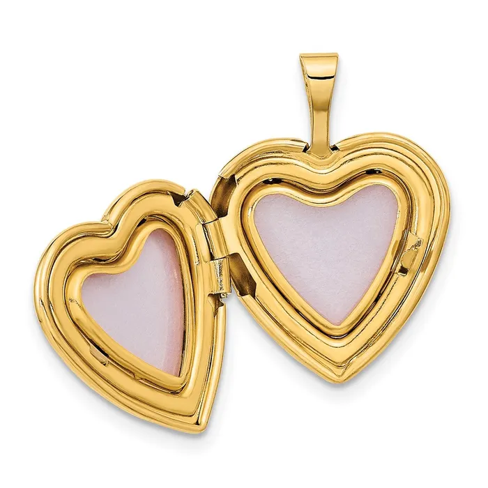 Necklaces 14k Yellow Gold 16mm Leaf and Scroll Heart Locket TreasureFineJewelers