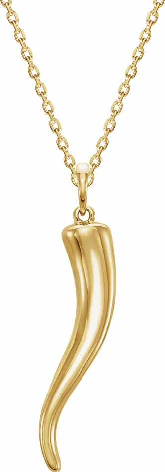 Necklaces 14K Yellow Gold 267x6 mm Italian Horn 1618 Necklace TreasureFineJewelers Necklaces 14K Yellow Gold 267x6 mm Italian Horn 1618 Necklace TreasureFineJewelers