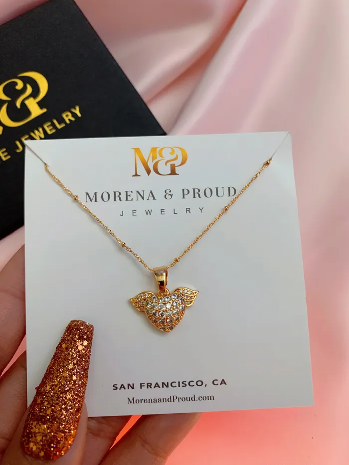 Necklaces MP Jewelry Rose Gold Angel Heart Necklace