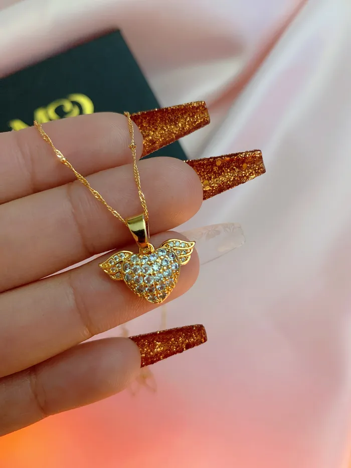 Necklaces MP Jewelry Rose Gold Angel Heart Necklace