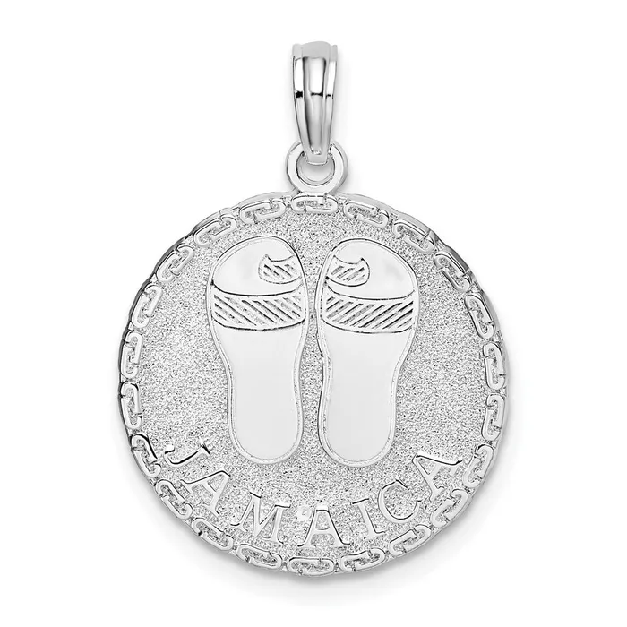 Necklaces Sterling Silver Jamaica wSandals Disc Pendant TreasureFineJewelers Necklaces Sterling Silver Jamaica wSandals Disc Pendant TreasureFineJewelers