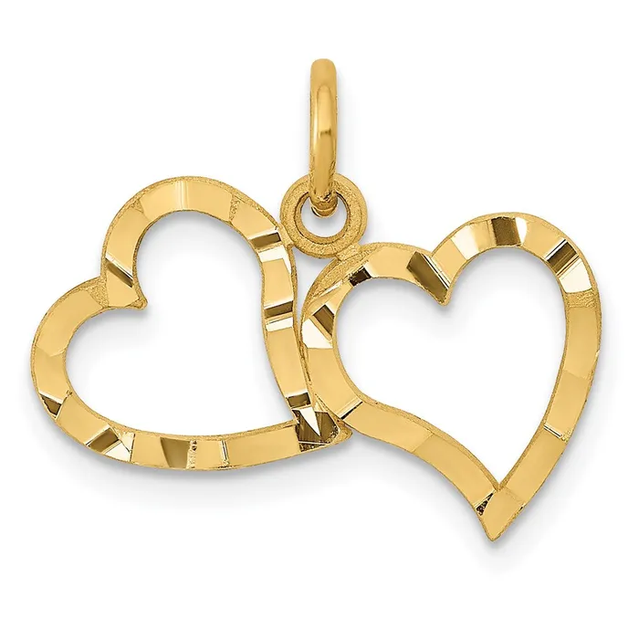 Necklaces TreasureFineJewelers 14K Polished Double Heart Pendant
