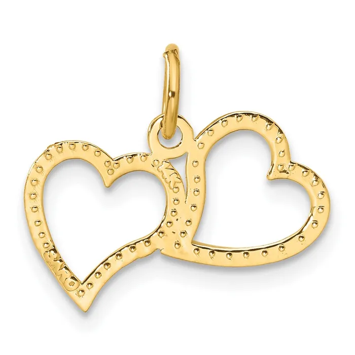 Necklaces TreasureFineJewelers 14K Polished Double Heart Pendant
