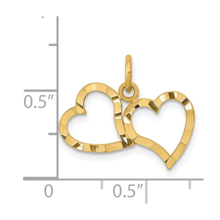 Necklaces TreasureFineJewelers 14K Polished Double Heart Pendant