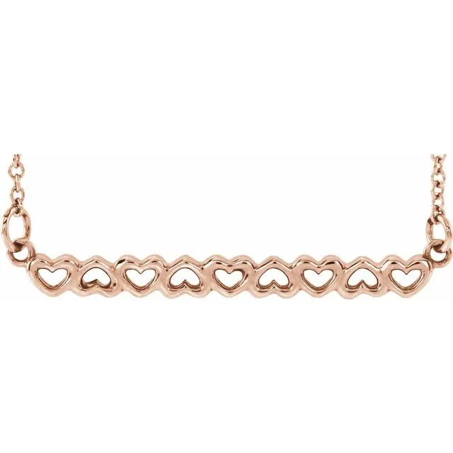 Necklaces TreasureFineJewelers 14K Rose Heart Bar 1618 Necklace
