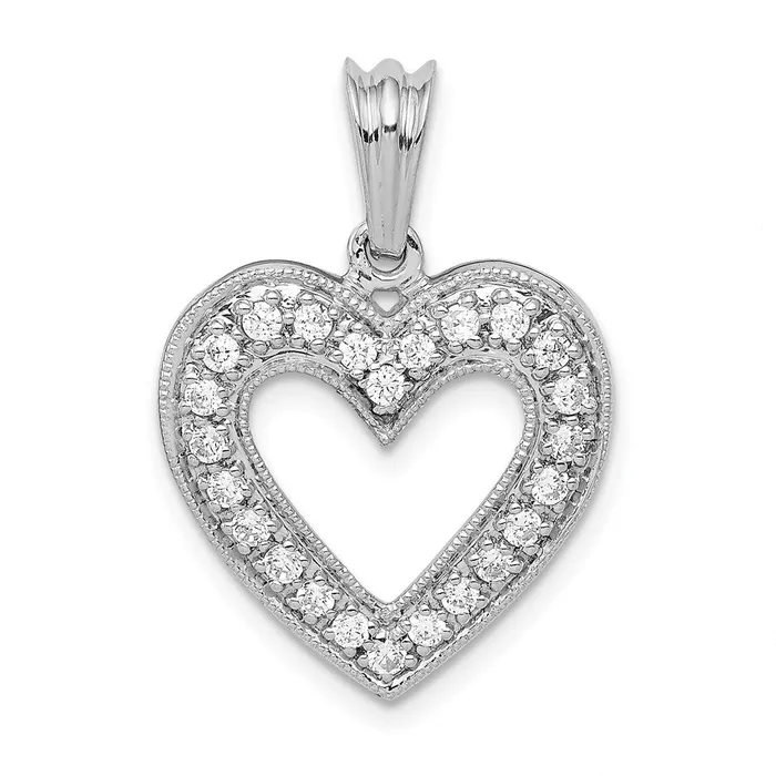 Necklaces TreasureFineJewelers 14k White Gold 13ct Diamond Heart Pendant Necklaces TreasureFineJewelers 14k White Gold 13ct Diamond Heart Pendant