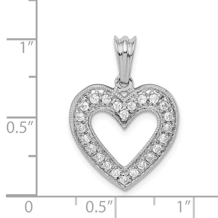 Necklaces TreasureFineJewelers 14k White Gold 13ct Diamond Heart Pendant