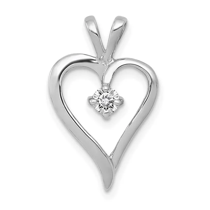 Necklaces TreasureFineJewelers 14k White Gold AA 110ct Diamond Heart Pendant Necklaces TreasureFineJewelers 14k White Gold AA 110ct Diamond Heart Pendant