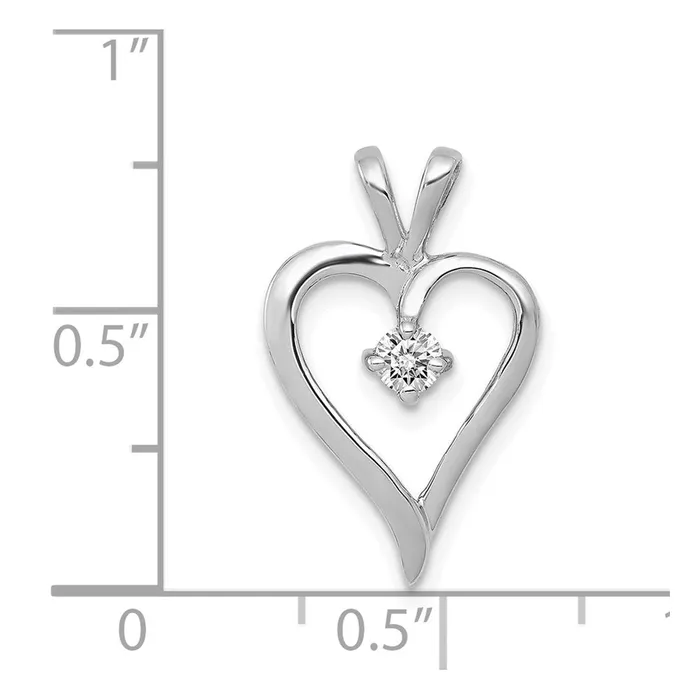 Necklaces TreasureFineJewelers 14k White Gold AA 110ct Diamond Heart Pendant