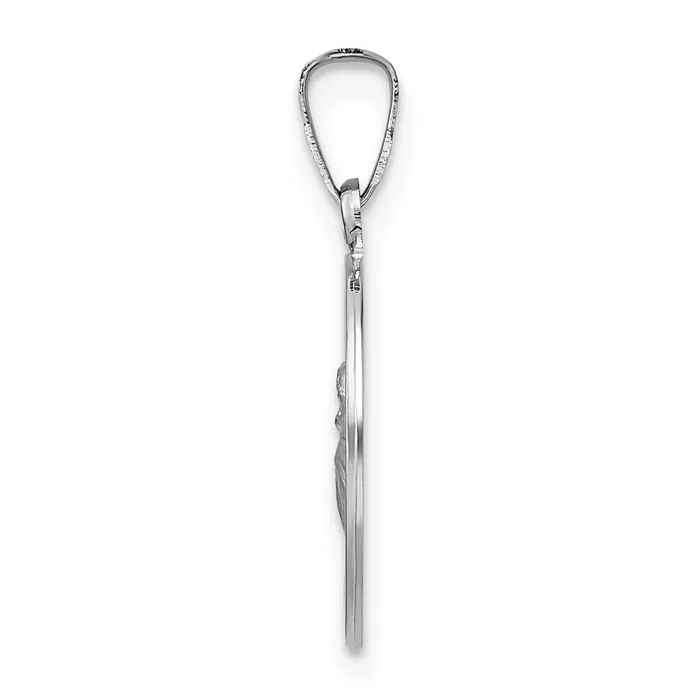 Necklaces TreasureFineJewelers 14k White Gold Polished and Satin Hollow St Anthony Medal Pendant
