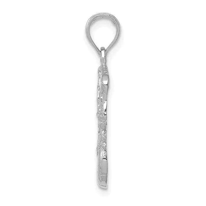 Necklaces TreasureFineJewelers 14K White Gold Swoosh Basketball and Net Pendant