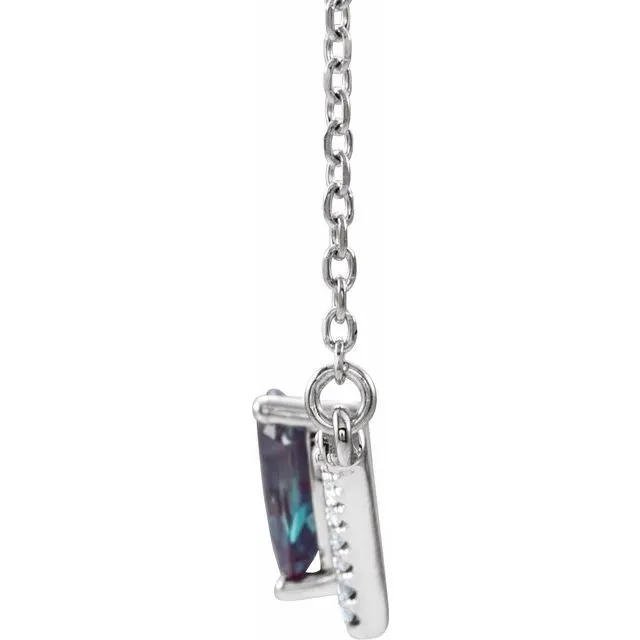 Necklaces TreasureFineJewelers 14K White LabCreated Alexandrite 06 CTW Diamond 18 Necklace