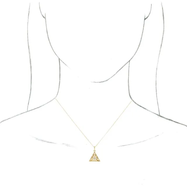 Necklaces TreasureFineJewelers 14K Yellow Gold 110 CTW Natural Diamond Eye of Providence 1618 Necklace