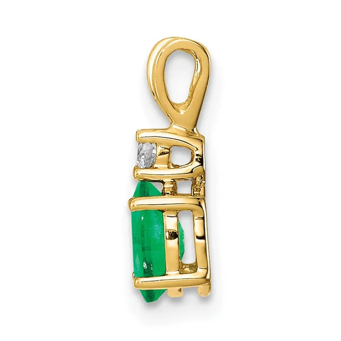 Necklaces TreasureFineJewelers 14k Yellow Gold 6x4mm Oval Emerald VS Diamond pendant