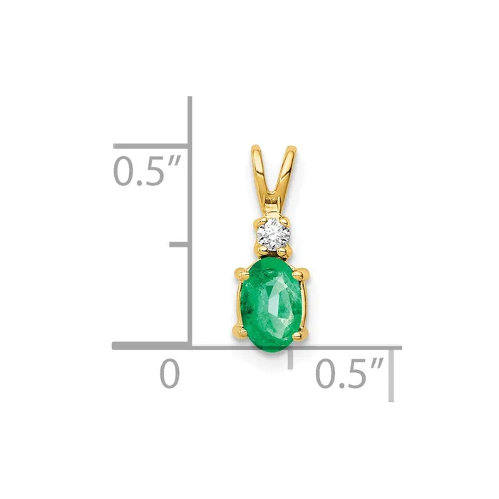 Necklaces TreasureFineJewelers 14k Yellow Gold 6x4mm Oval Emerald VS Diamond pendant