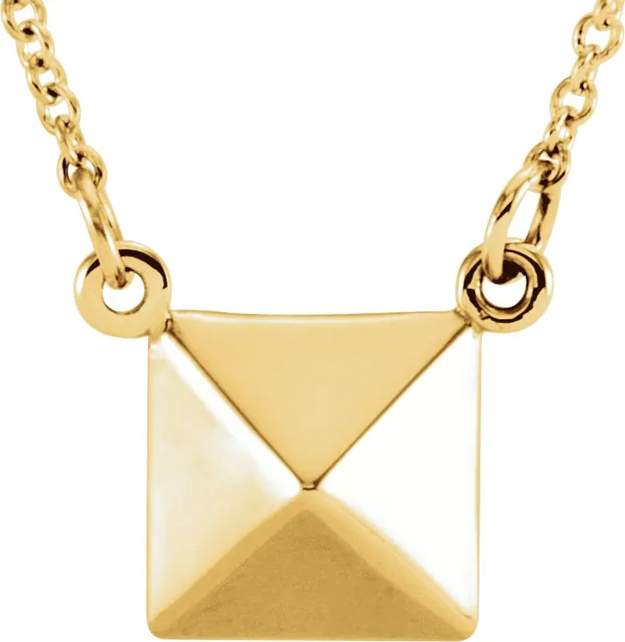 Necklaces TreasureFineJewelers 14K Yellow Gold Pyramid 1625 Necklace