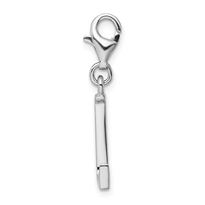 Necklaces TreasureFineJewelers Amore La Vita Sterling Silver Rhodiumplated Polished CZ Letter L Initial Charm with Fancy Lobster Clasp