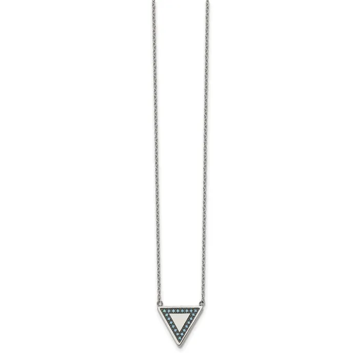Necklaces TreasureFineJewelers Stainless Steel Polished wReconstructed Turquoise w2in ext Necklace Necklaces TreasureFineJewelers Stainless Steel Polished wReconstructed Turquoise w2in ext Necklace