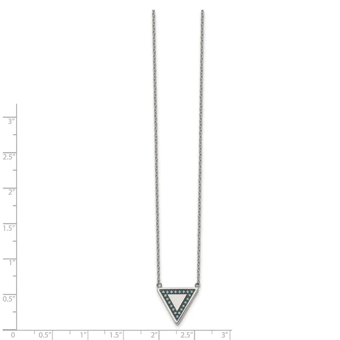 Necklaces TreasureFineJewelers Stainless Steel Polished wReconstructed Turquoise w2in ext Necklace