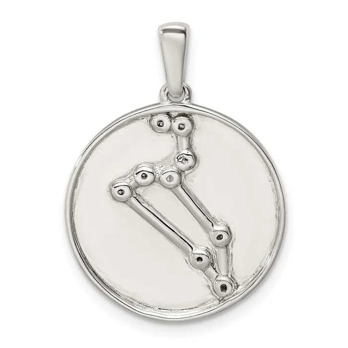 Necklaces TreasureFineJewelers Sterling Silver CZ Leo Zodiac Pendant