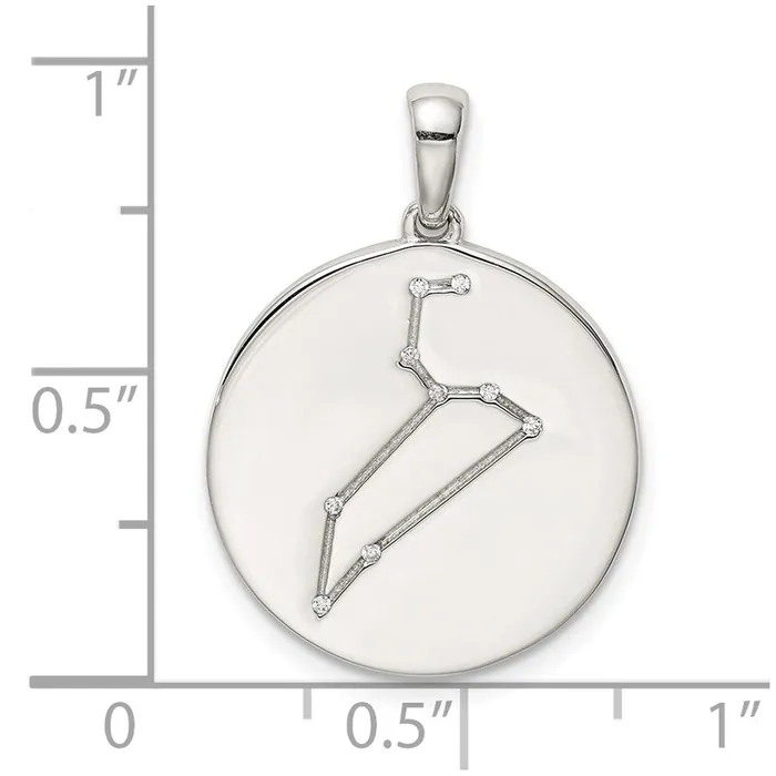 Necklaces TreasureFineJewelers Sterling Silver CZ Leo Zodiac Pendant