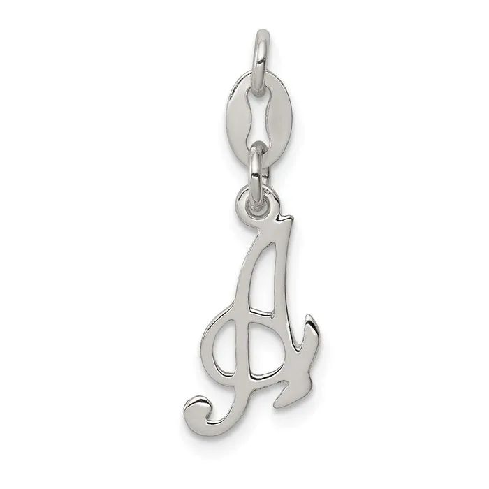 Necklaces TreasureFineJewelers Sterling Silver Letter A Initial Charm