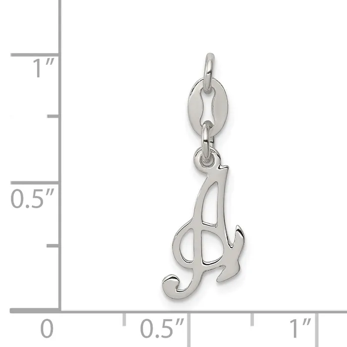 Necklaces TreasureFineJewelers Sterling Silver Letter A Initial Charm