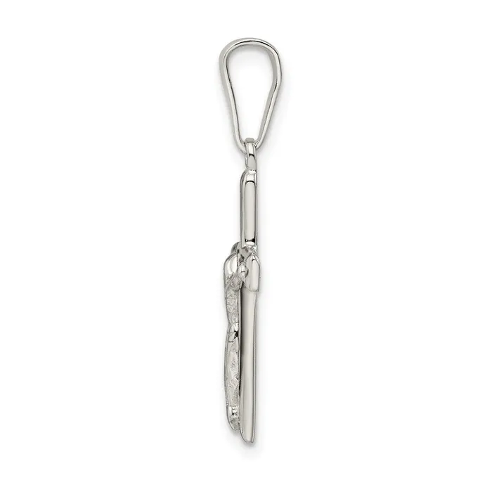Necklaces TreasureFineJewelers Sterling Silver Polished textured Crucifix Pendant
