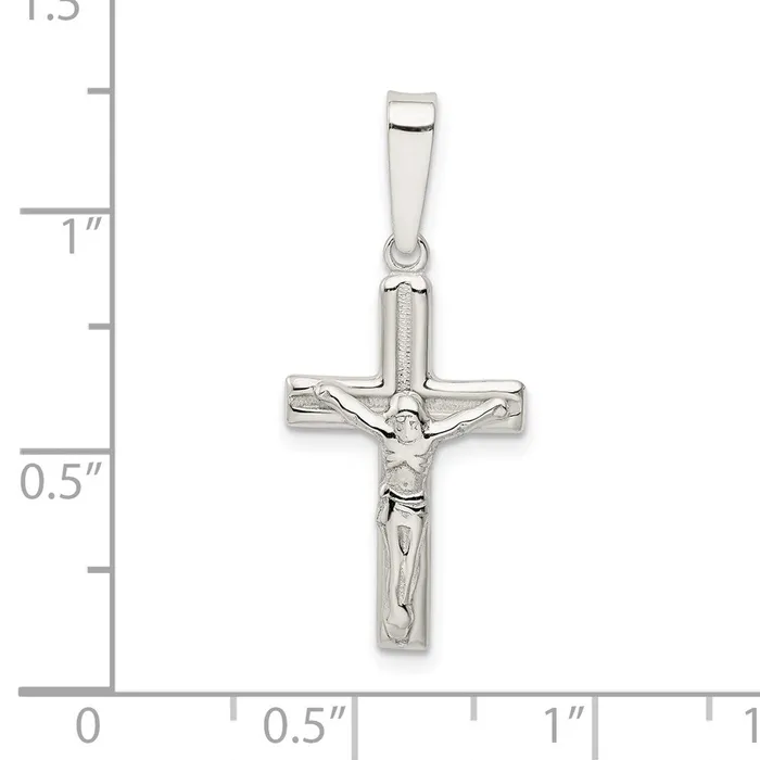 Necklaces TreasureFineJewelers Sterling Silver Polished textured Crucifix Pendant