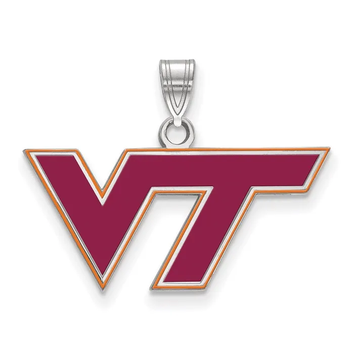 Necklaces TreasureFineJewelers Sterling Silver Rhodiumplated Virginia Tech VT Medium Enameled Pendant Necklaces TreasureFineJewelers Sterling Silver Rhodiumplated Virginia Tech VT Medium Enameled Pendant