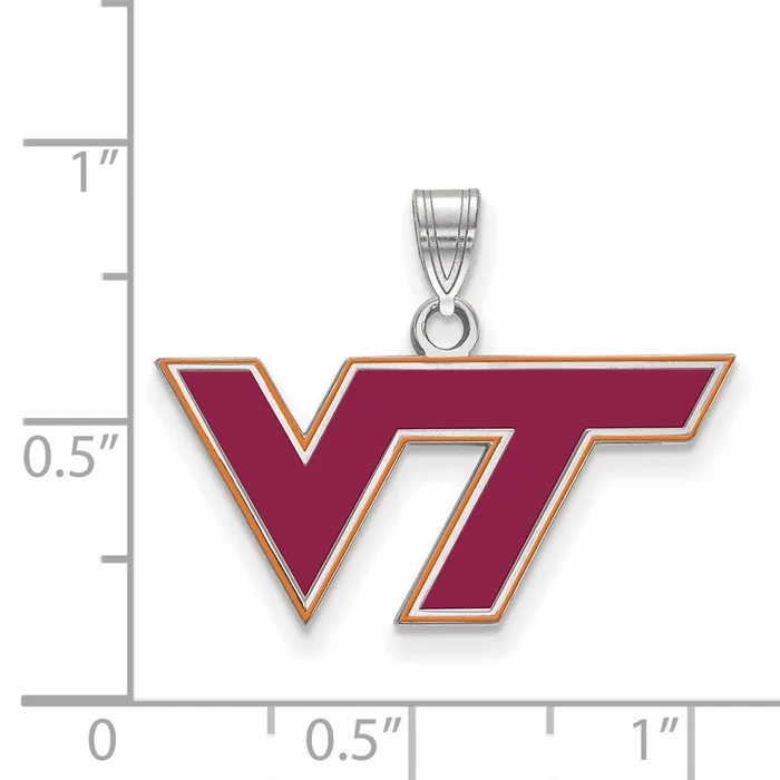 Necklaces TreasureFineJewelers Sterling Silver Rhodiumplated Virginia Tech VT Medium Enameled Pendant