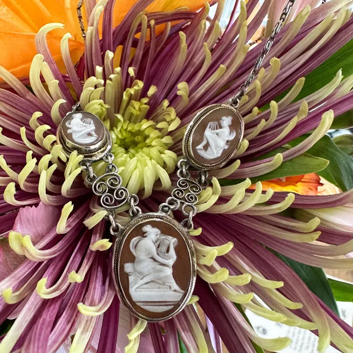 ONeills Estate Jewelry Necklaces Sterling Silver 14 Karat Yellow Gold Accents Three Shell Cameo Necklace 54600417 ONeills Estate Jewelry Necklaces Sterling Silver 14 Karat Yellow Gold Accents Three Shell Cameo Necklace 54600417