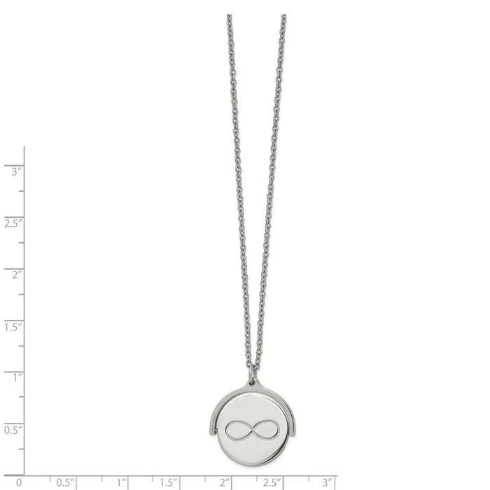 Stainless Steel Polished Infinity Moveable 165in w125in ext Necklace TreasureFineJewelers Necklaces
