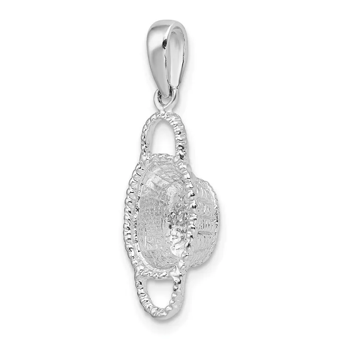 Sterling Silver Polished 3D Double Handle Basket Pendant TreasureFineJewelers Necklaces