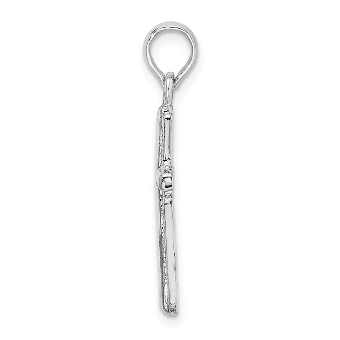 Sterling Silver Polished Striped Border Latin Cross Pendant TreasureFineJewelers Necklaces