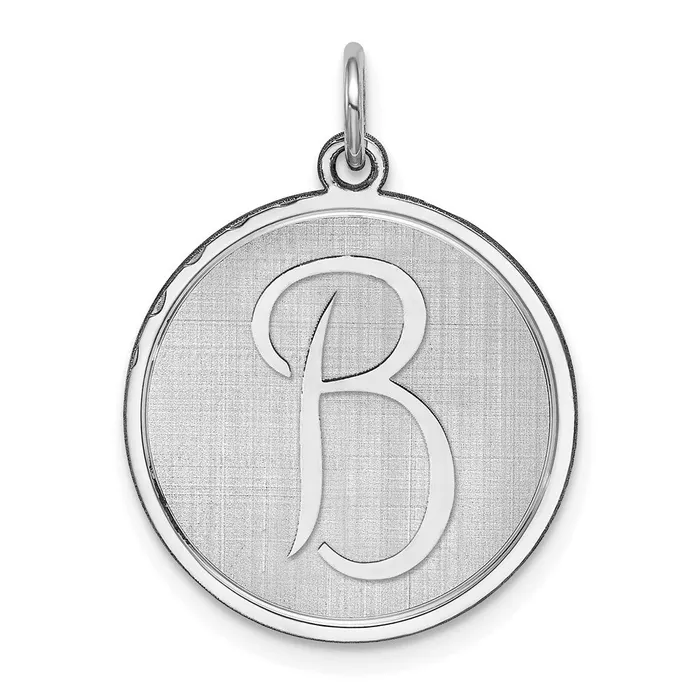 Sterling Silver Rhodiumplated Brocaded Letter B Initial Charm TreasureFineJewelers Necklaces Sterling Silver Rhodiumplated Brocaded Letter B Initial Charm TreasureFineJewelers Necklaces