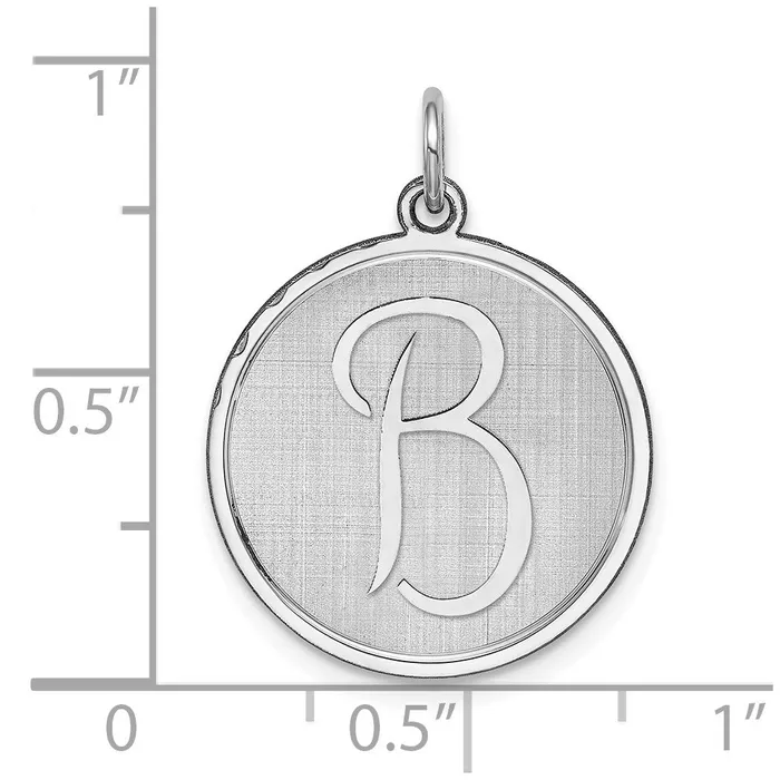 Sterling Silver Rhodiumplated Brocaded Letter B Initial Charm TreasureFineJewelers Necklaces