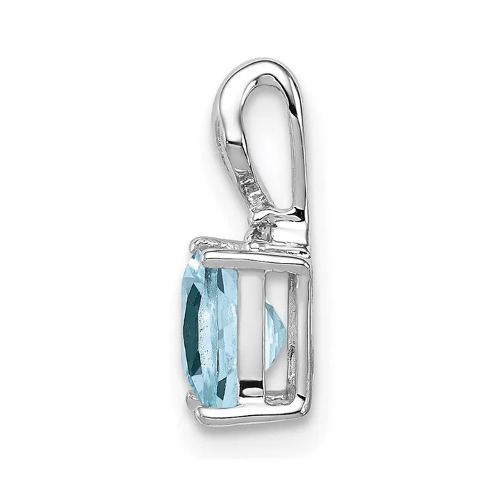 Sterling Silver Rhodium Plated Dia Aquamarine Square Pendant TreasureFineJewelers Necklaces