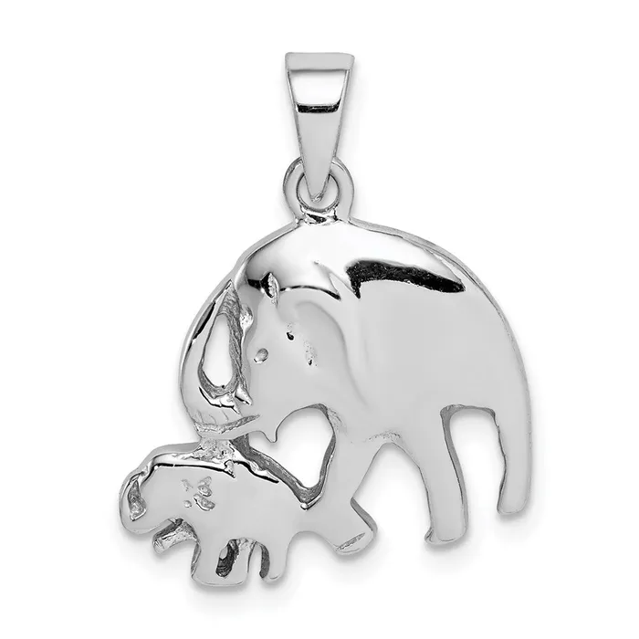 Sterling Silver Rhodiumplated Elephants Pendant TreasureFineJewelers Necklaces Sterling Silver Rhodiumplated Elephants Pendant TreasureFineJewelers Necklaces