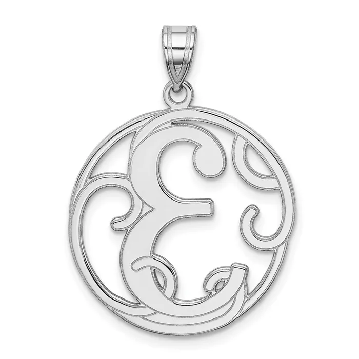 Sterling Silver Rhodiumplated Fancy Script Letter E Initial Pendant TreasureFineJewelers Necklaces Sterling Silver Rhodiumplated Fancy Script Letter E Initial Pendant TreasureFineJewelers Necklaces