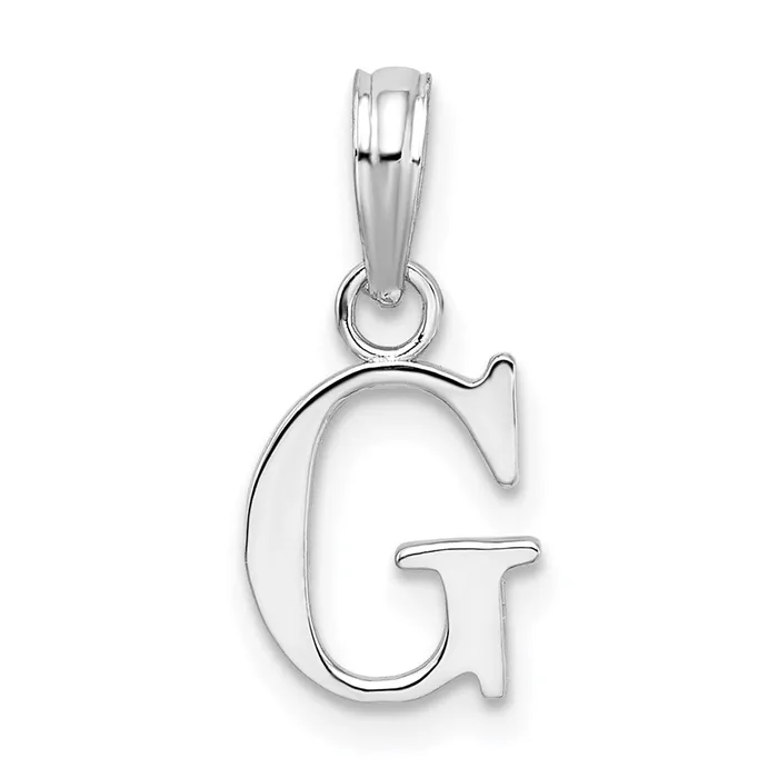 Sterling Silver Rhodiumplated Polished Block Initial G Pendant TreasureFineJewelers Necklaces Sterling Silver Rhodiumplated Polished Block Initial G Pendant TreasureFineJewelers Necklaces