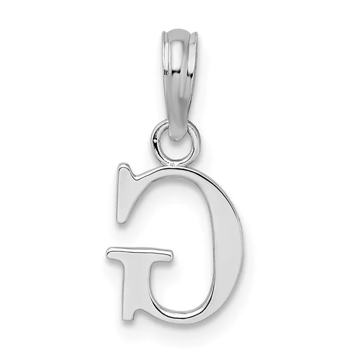 Sterling Silver Rhodiumplated Polished Block Initial G Pendant TreasureFineJewelers Necklaces