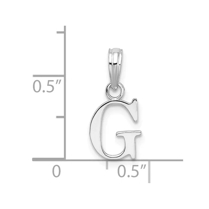 Sterling Silver Rhodiumplated Polished Block Initial G Pendant TreasureFineJewelers Necklaces
