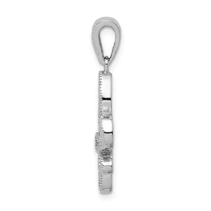 Sterling Silver Rhodiumplated Polished CZ Fleur De Lis Pendant TreasureFineJewelers Necklaces
