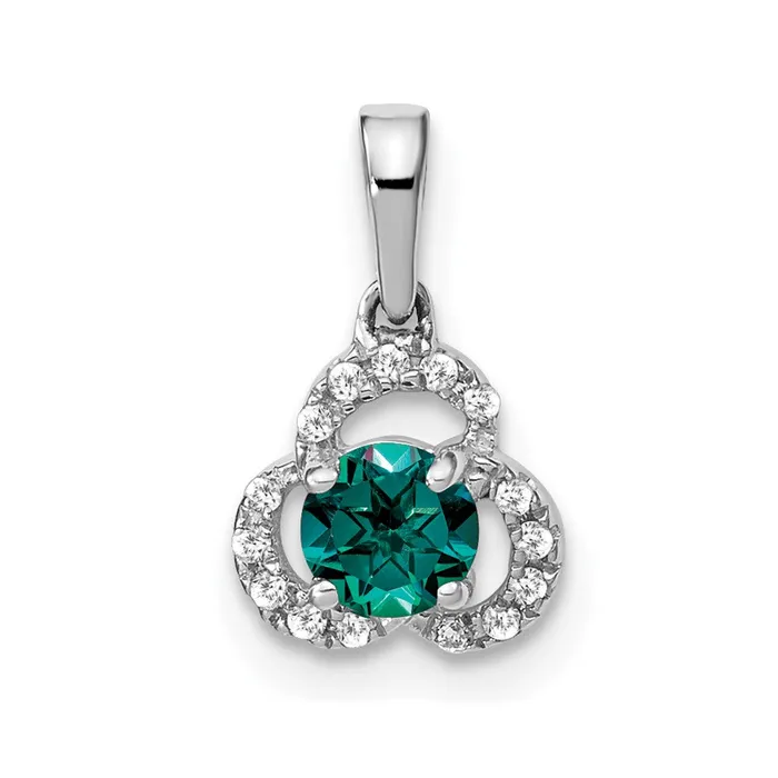 TreasureFineJewelers 10k White Gold Created Alexandrite and Diamond Pendant Necklaces TreasureFineJewelers 10k White Gold Created Alexandrite and Diamond Pendant Necklaces