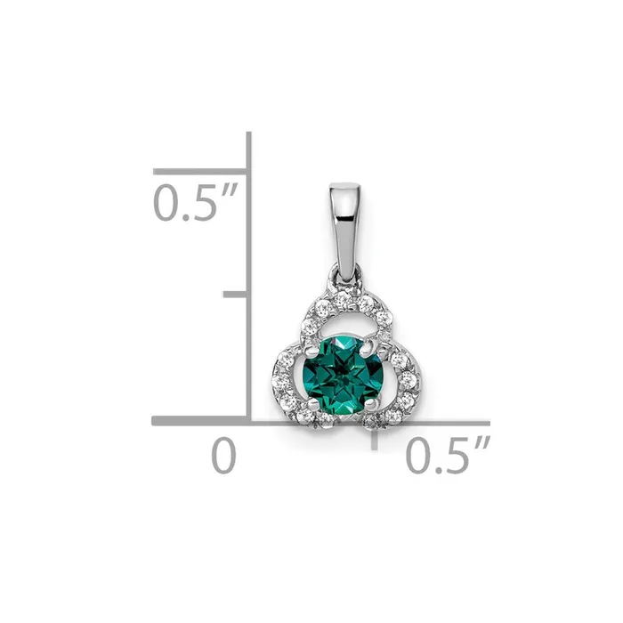 TreasureFineJewelers 10k White Gold Created Alexandrite and Diamond Pendant Necklaces