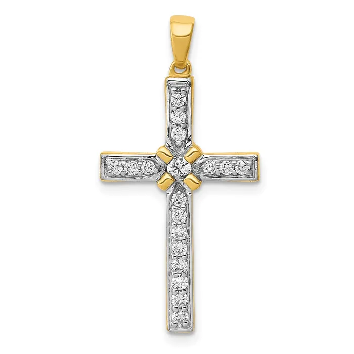 TreasureFineJewelers 14k 13ct Diamond Cross Pendant Necklaces